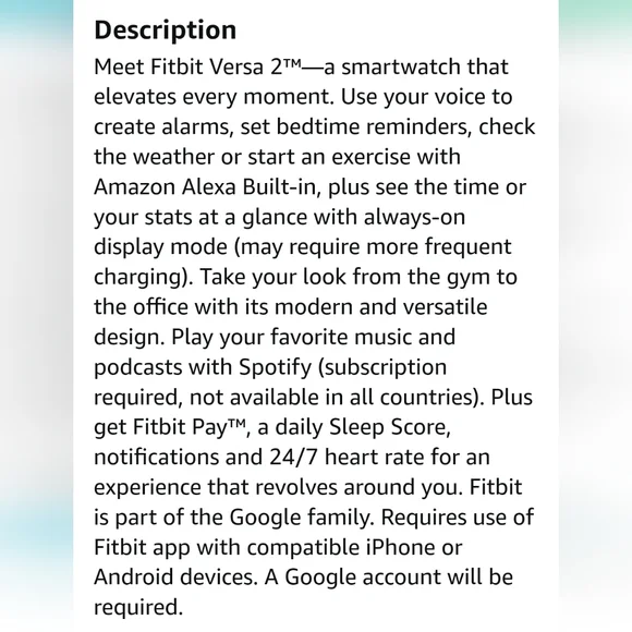 Fitbit Versa 2 Health and Fitness Smartwatch